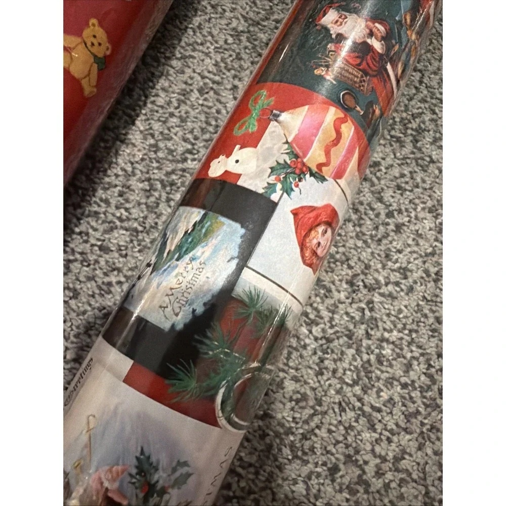 Vtg Christmas Wrapping Paper Rolls Lot 7 New Sealed Cleo, Norcross, Gibson, Hugg